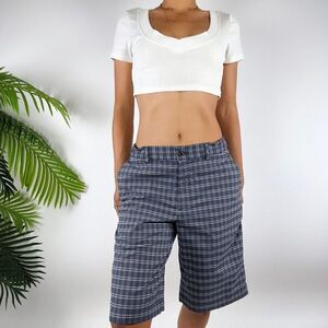 Vintage Slazenger Blue Preppy Casual Unisex Golf Plaid Bermuda Shorts / S/M